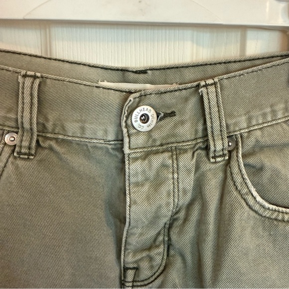 Olive green distressed denim shorts - Picture 2 of 7
